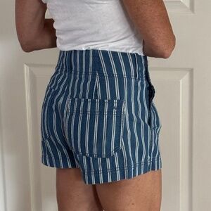 American Eagle Outfitters Hight-waist Pleated Shorts - Blue/White S…